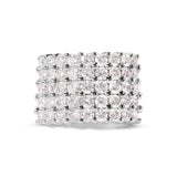 14k White Gold 4.0 Cttw Diamond 5 Row Ring Band (I-J Color, I1-I2 Clarity) - Ring Size 7