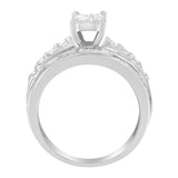 14K White Gold 1.0 Cttw Mixed-Cut Diamond Rectangle Invisible-Set Composite Cluster Ring with Bar- and Channel-Set Band (H-I Color, SI2-I1 Clarity) - Size 7