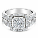 10K White Gold Diamond Cluster Ring (1 Cttw, H-I Color, I1-I2 Clarity) - Size 6-3/4