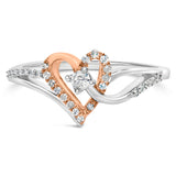 10K Rose Gold over .925 Sterling Silver â…• Cttw Diamond Split Shank Open Heart Cocktail Ring (I-J Color, I2-I3 Clarity)