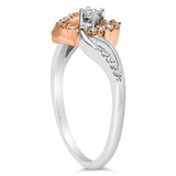 10K Rose Gold over .925 Sterling Silver â…• Cttw Diamond Split Shank Open Heart Cocktail Ring (I-J Color, I2-I3 Clarity)