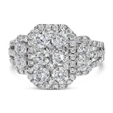 14K White Gold 2 1/4 Cttw Diamond Cocktail Cluster Ring (G-H Color, SI2-I1 Clarity) - Size 7