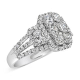 14K White Gold 2 1/4 Cttw Diamond Cocktail Cluster Ring (G-H Color, SI2-I1 Clarity) - Size 7