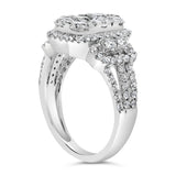 14K White Gold 2 1/4 Cttw Diamond Cocktail Cluster Ring (G-H Color, SI2-I1 Clarity) - Size 7