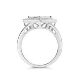 .925 Sterling Silver 1/3 Cttw Invisible Set Princess-Cut Diamond Rhombus and Beaded Halo Ring (H-I Color, SI1-SI2 Clarity) - Ring Size 7