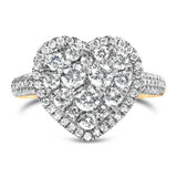 14K Yellow Gold 1 1/2 Cttw Diamond Heart Shaped Composite Ring (H-I Color, SI2-I1 Clarity) - Ring Size 7