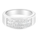 14K White Gold Princess and Baguette-cut Diamond Ring (1.0 Cttw, H-I Color, VS2-SI1 Clarity) - Size 6