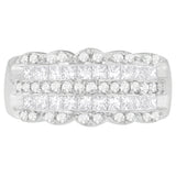 14K White Gold 1 1/7ct. TDW Round and Princess-Cut Diamond Ring(H-I, SI2-I1)