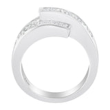 14K White Gold 2.0 Cttw Channel-Set Princess and Baguette-Cut Diamond Bypass Ring Band (G-H Color, SI1-SI2 Clarity) - Ring Size 6.5