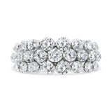 10K White Gold 2 1/2 Cttw Round Natural Diamond 3 Row Band Ring (I-J Color, I1-I2 Clarity) - Ring Size 7