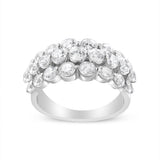 10K White Gold 2 1/2 Cttw Round Natural Diamond 3 Row Band Ring (I-J Color, I1-I2 Clarity) - Ring Size 7