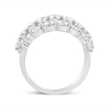 10K White Gold 2 1/2 Cttw Round Natural Diamond 3 Row Band Ring (I-J Color, I1-I2 Clarity) - Ring Size 7