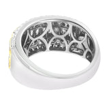 10K White and Yellow Gold 1.00 Cttw Baguette and Round cut Diamond Art Deco Multi-Row Ring Band (I-J Color, I1-I2 Clarity) - Ring Size 7
