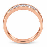 10K Rose Gold over .925 Sterling Silver 1/5 Cttw Diamond Channel-Set Stackable Band Ring (H-I Color, I1-I2 Clarity) - Size 6 3/4
