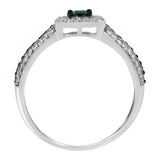 .925 Sterling Silver Treated Blue Miracle-Set Diamond Engagement Ring (1/2 Cttw, J-K Color, I1-I2 Clarity) - Size 6