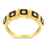 10K Yellow Gold Flashed .925 Sterling Silver Miracle-Set Diamond 5-Stone Ring Band (1/4 Cttw, J-K Color, I2-I3 Clarity) - Size 7