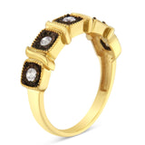 10K Yellow Gold Flashed .925 Sterling Silver Miracle-Set Diamond 5-Stone Ring Band (1/4 Cttw, J-K Color, I2-I3 Clarity) - Size 7