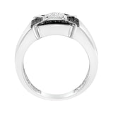 .925 Sterling Silver 3/8 Cttw Composite Enhanced Black and White Diamond Men's Band Ring (H-I, I2-I3) - Size 10