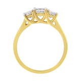 10K Yellow Gold Princess-Cut Diamond Three Stone Band Ring (1 Cttw, J-K Color, I1-I2 Clarity) - Size 6