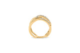 18K Yellow Gold Plated Sterling Silver 1/4 Cttw Diamond Open Crossover Band Ring