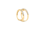 18K Yellow Gold Plated Sterling Silver 1/4 Cttw Diamond Open Crossover Band Ring