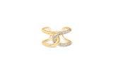 18K Yellow Gold Plated Sterling Silver 1/4 Cttw Diamond Open Crossover Band Ring