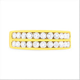 10K Yellow Gold Two-Row Diamond Band Ring (1 Cttw, J-K Color, I1-I2 Clarity) - Size 6