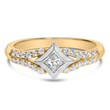 10K Two Tone Color 1/2 Cttw Diamond Kite and Split Shank Ring (H-I Color,SI2-I1 Clarity)