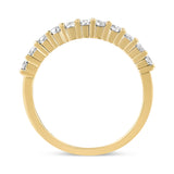 14K Yellow Gold Plated .925 Sterling Silver 1/2 cttw Shared Prong Set Brilliant Round-Cut Diamond 11 Stone Band Ring (J-K Color, SI1-SI2 Clarity) - Size 7