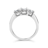 14K White Gold 1/2 Cttw Miracle Set Round Lab Grown Diamond Three Stone Illusion Plate Ring (F-G Color, VS1-VS2 Clarity) - Ring Size 7