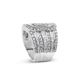 10K White Gold 2 1/2 Cttw Round and Baguette-Cut Diamond Multi-Row Bypass Ring (J-K Color, I2-I3 Clarity) - Ring Size 7