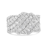 10K White Gold 3.00 Cttw Diamond Multi Row Cluster Band Ring (I-J Color, I3 Clarity) - Size 7