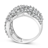10K White Gold 3.00 Cttw Diamond Multi Row Cluster Band Ring (I-J Color, I3 Clarity) - Size 7