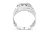 Men's .925 Sterling Silver 1/3 Cttw Diamond Channel Set 3 Stone Ring Band (I-J Color, I3 Clarity) - Ring Size 10