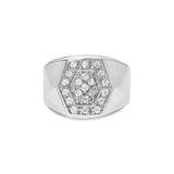 Men's .925 Sterling Silver 1/2 Cttw Multi-Diamond Hexagon Frame Ring (I-J Color, I3 Clarity) - Ring Size 10