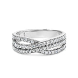 10K White Gold 3/4 Cttw Princess Natural Diamond Split Shank and Weave Band Ring (H-I Color, SI1-SI2 Clarity) - Ring Size 7