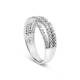10K White Gold 3/4 Cttw Princess Natural Diamond Split Shank and Weave Band Ring (H-I Color, SI1-SI2 Clarity) - Ring Size 7