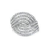 10K White Gold 1 1/2 Cttw Princess Diamond Swirl Design Cocktail Ring