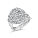 10K White Gold 1 1/2 Cttw Princess Diamond Swirl Design Cocktail Ring