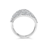 10K White Gold 1 1/2 Cttw Princess Diamond Swirl Design Cocktail Ring