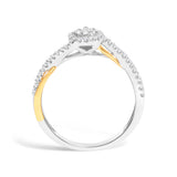 14K Yellow Gold Plated .925 Sterling Silver 1/4 Cttw Diamond Bypass and Halo Promise Ring (I-J Color, I3 Clarity) - Ring Size 7