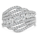 .925 Sterling Silver 2.00 Cttw Lab Grown Diamond Cluster Band Ring