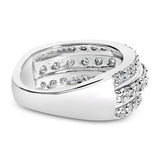 .925 Sterling Silver 2.0 Cttw Lab Grown Diamond 3 Row Band Ring (F-G Color, VS1-VS2 Clarity) - Ring Size 7