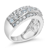 .925 Sterling Silver 2.0 Cttw Lab Grown Diamond 3 Row Band Ring (F-G Color, VS1-VS2 Clarity) - Ring Size 7
