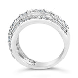 .925 Sterling Silver 2.0 Cttw Lab Grown Diamond 3 Row Band Ring (F-G Color, VS1-VS2 Clarity) - Ring Size 7