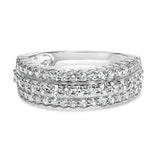 .925 Sterling Silver 1.0 cttw Lab Grown Diamond 3 Row Band Ring (F-G Color, VS1-VS2 Clarity) - Ring Size 7