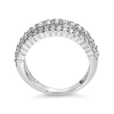 .925 Sterling Silver 1.0 cttw Lab Grown Diamond 3 Row Band Ring (F-G Color, VS1-VS2 Clarity) - Ring Size 7