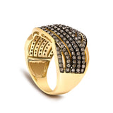 10K Yellow Gold Plated .925 Sterling Silver 1.0 cttw Champagne Diamond Crossover Ring