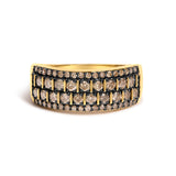 10K Yellow Gold Plated .925 Sterling Silver 3/4 cttw Champagne Diamond Band Ring