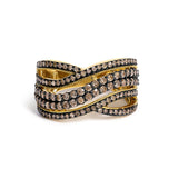 10K Yellow Gold Plated .925 Sterling Silver 1.0 cttw Champagne Diamond Highway Ring